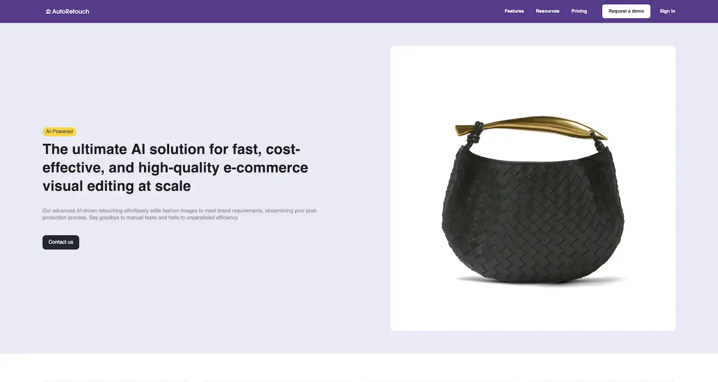 Screenshot der Webseite des Startups AutoRetouch