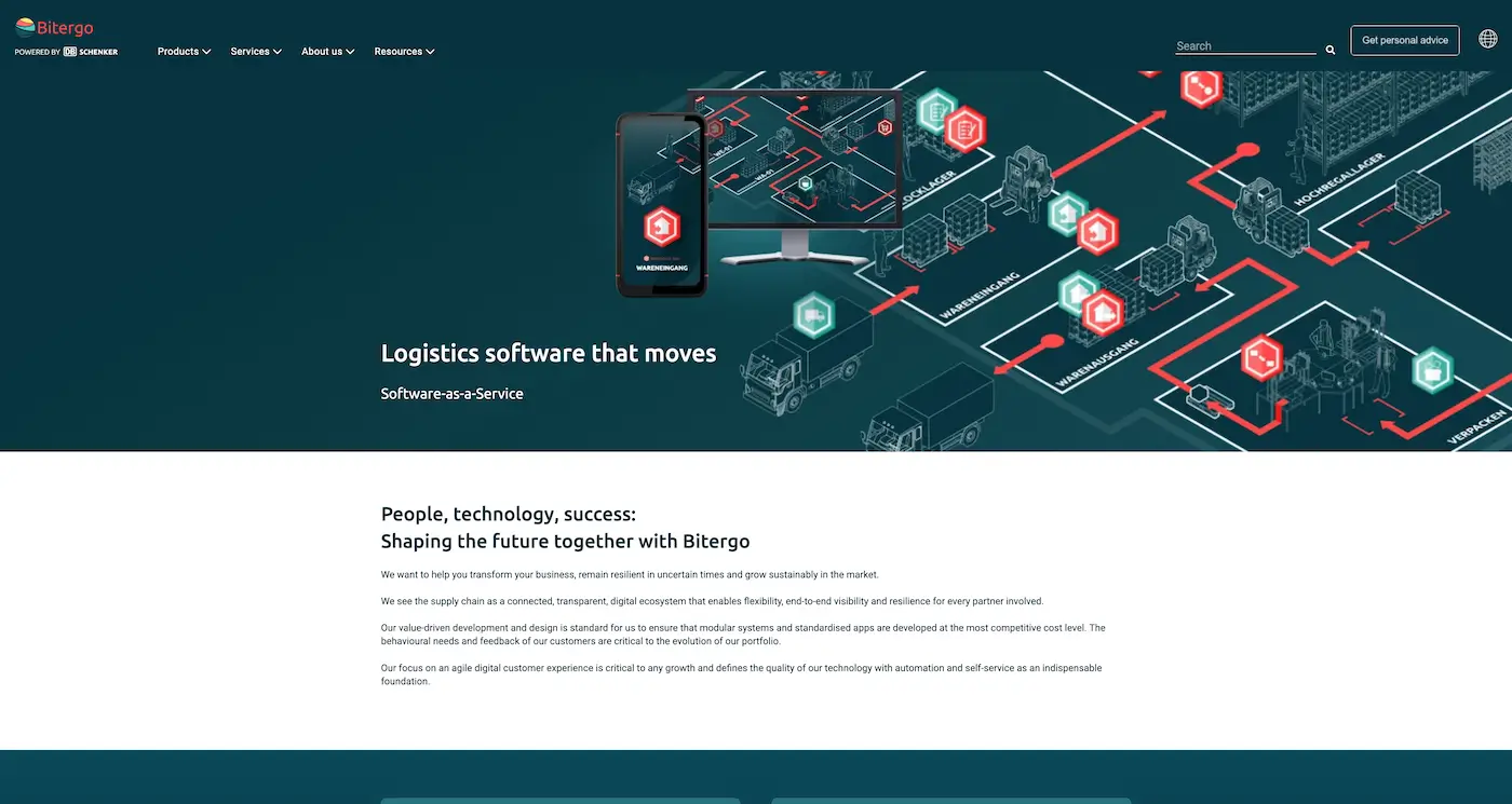 Screenshot der Webseite des Startups Bitergo