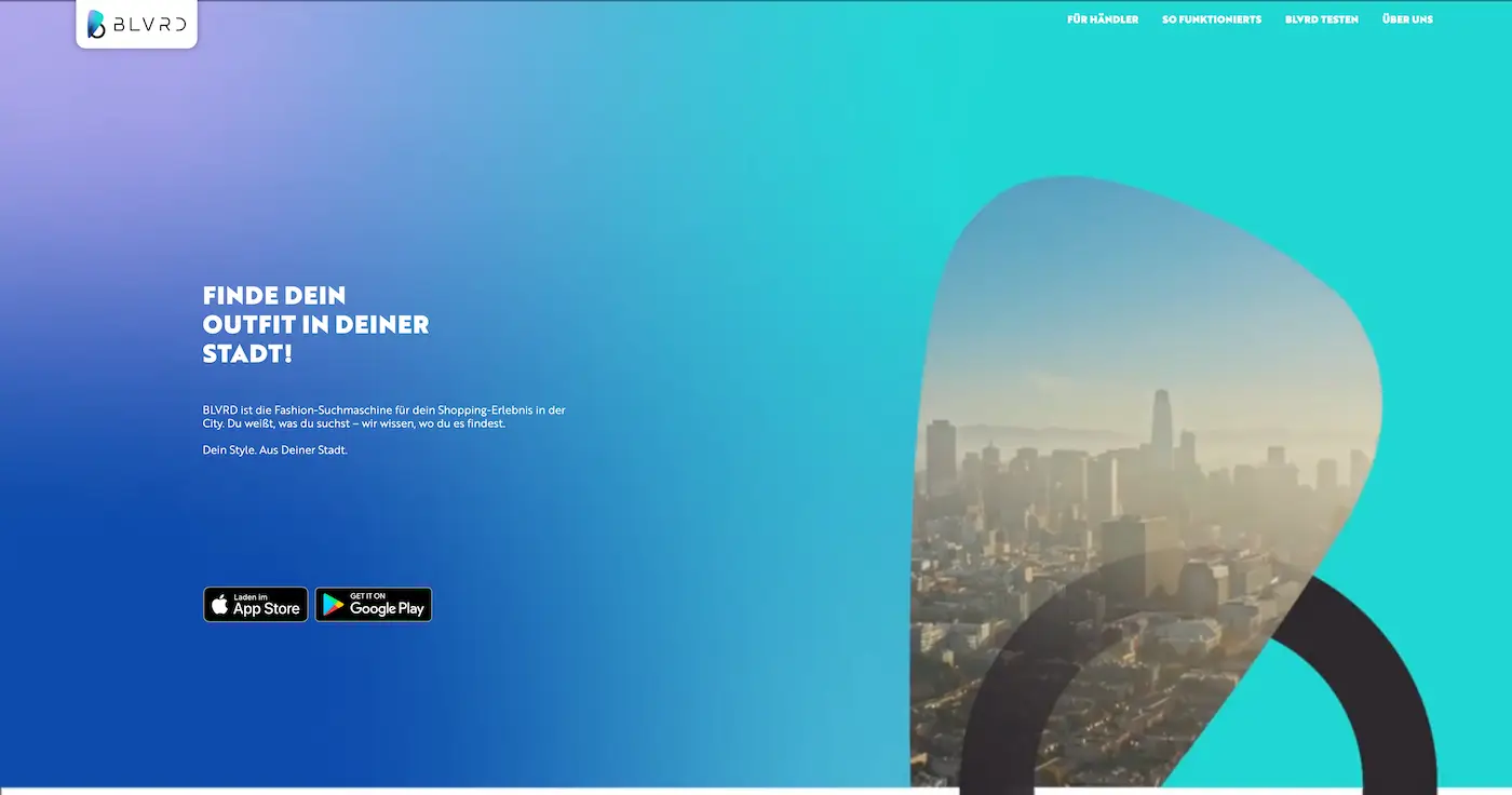 Screenshot der Webseite des Startups BLVRD