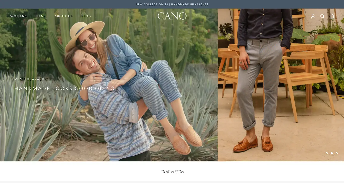 Screenshot der Webseite des Startups CANO