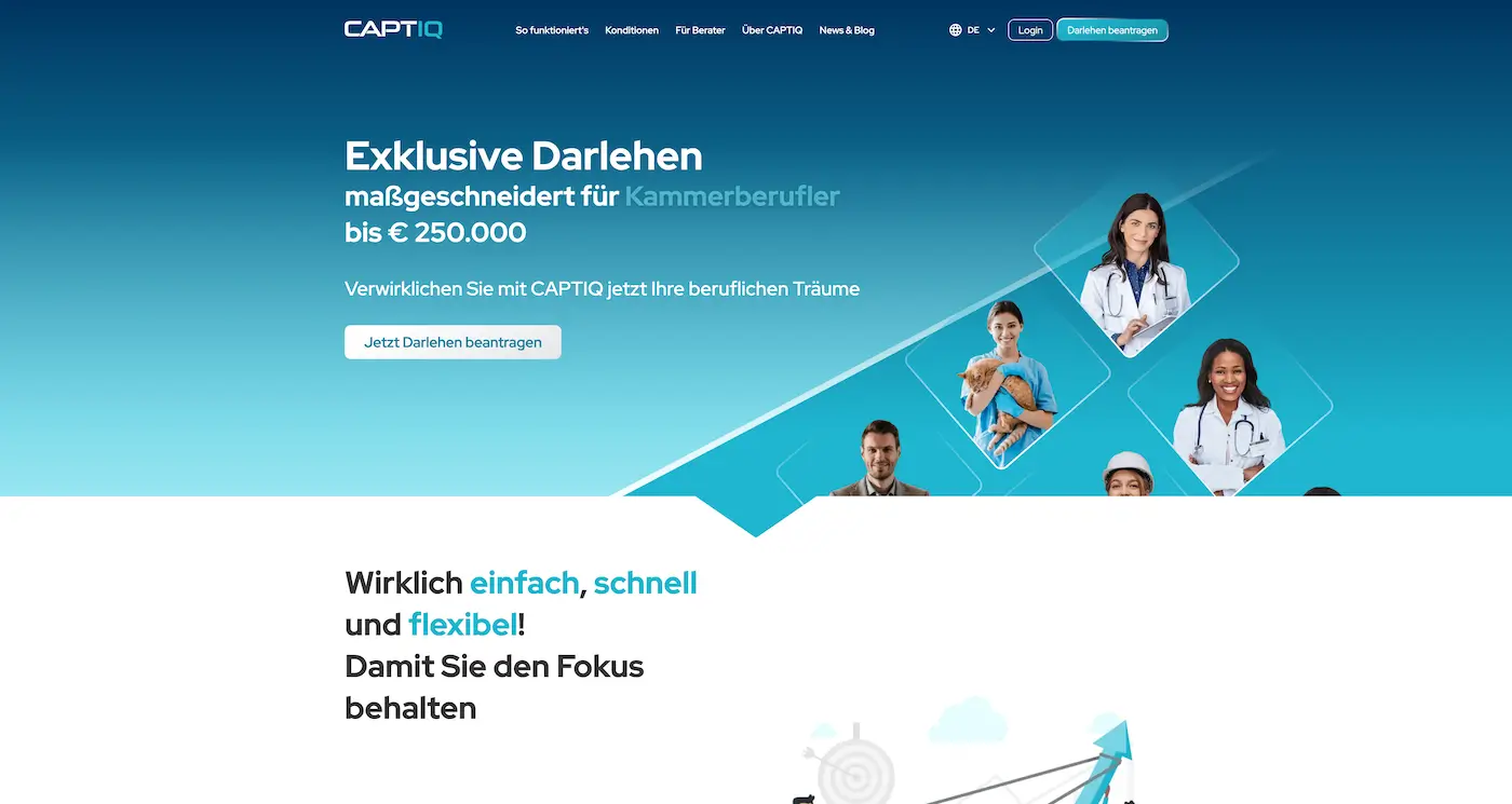 Screenshot der Webseite des Startups CAPTIQ