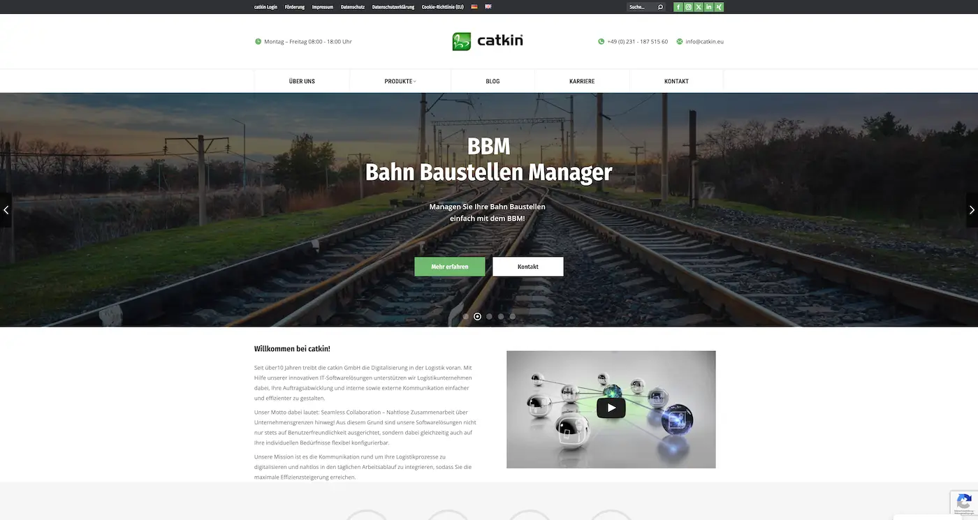 Screenshot der Webseite des Startups Catkin