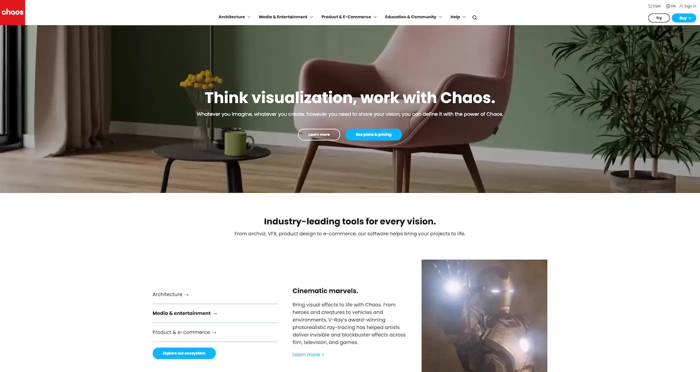 Screenshot der Webseite des Startups Chaos