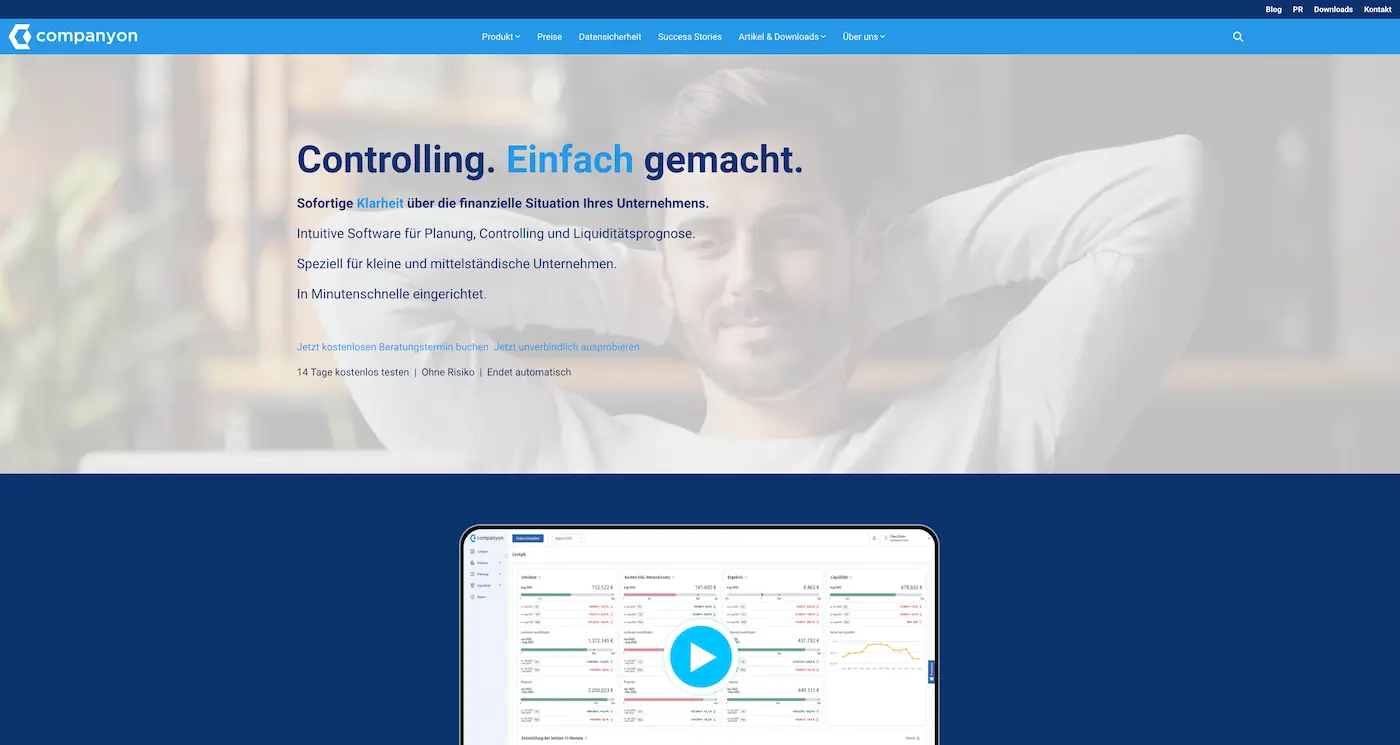 Screenshot der Webseite des Startups Companyon