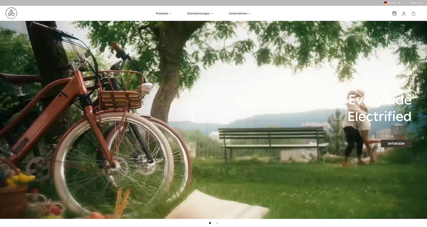 Screenshot der Webseite des Startups EGO Movement
