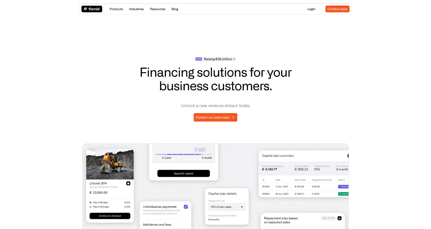 Screenshot der Webseite des Startups finmid