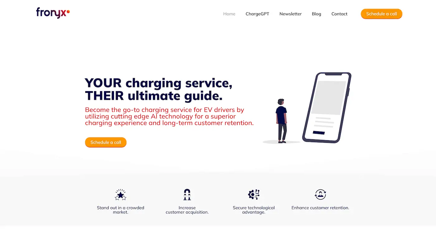Screenshot der Webseite des Startups Fronyx