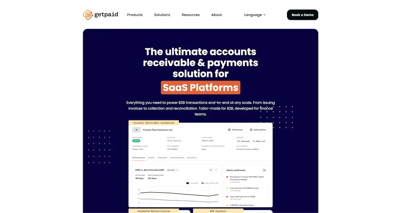 Screenshot der Webseite des Startups Getpaid