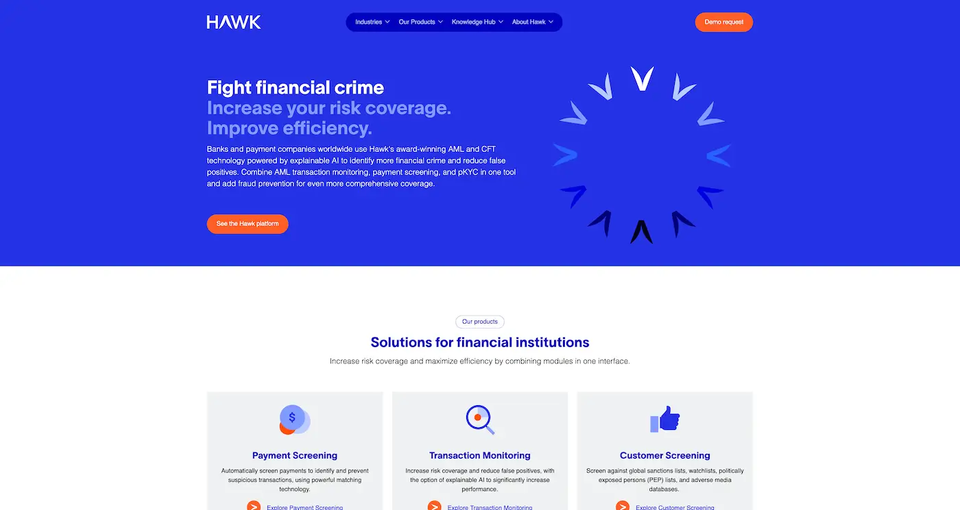Screenshot der Webseite des Startups hawk AI