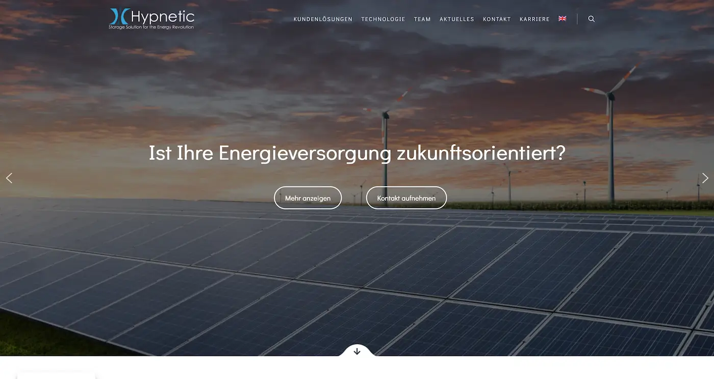 Screenshot der Webseite des Startups Hypnetic
