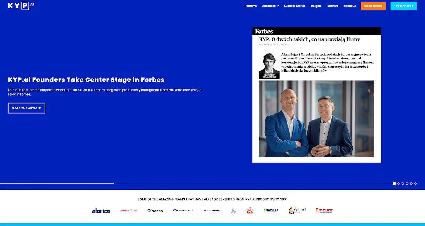 Screenshot der Webseite des Startups KYP.ai