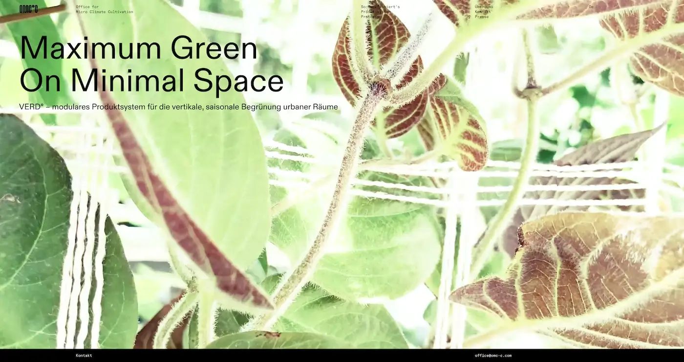 Screenshot der Webseite des Startups OMC°C