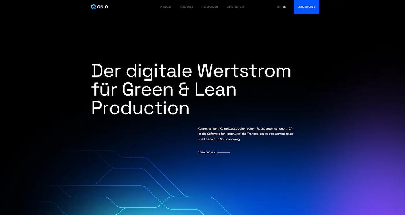Screenshot der Webseite des Startups ONIQ