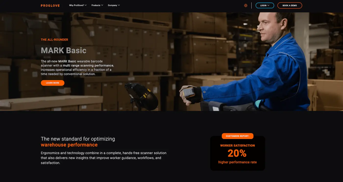 Screenshot der Webseite des Startups Proglove