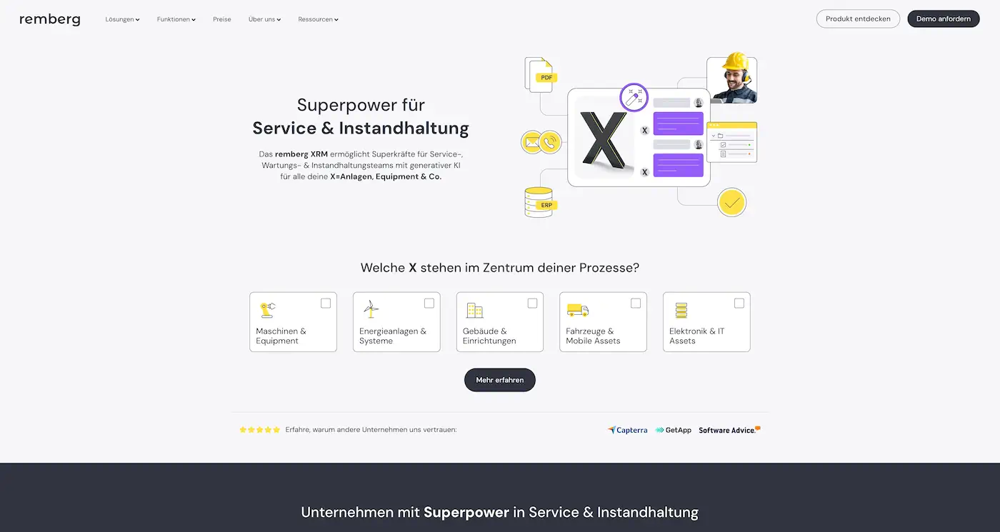 Screenshot der Webseite des Startups remberg