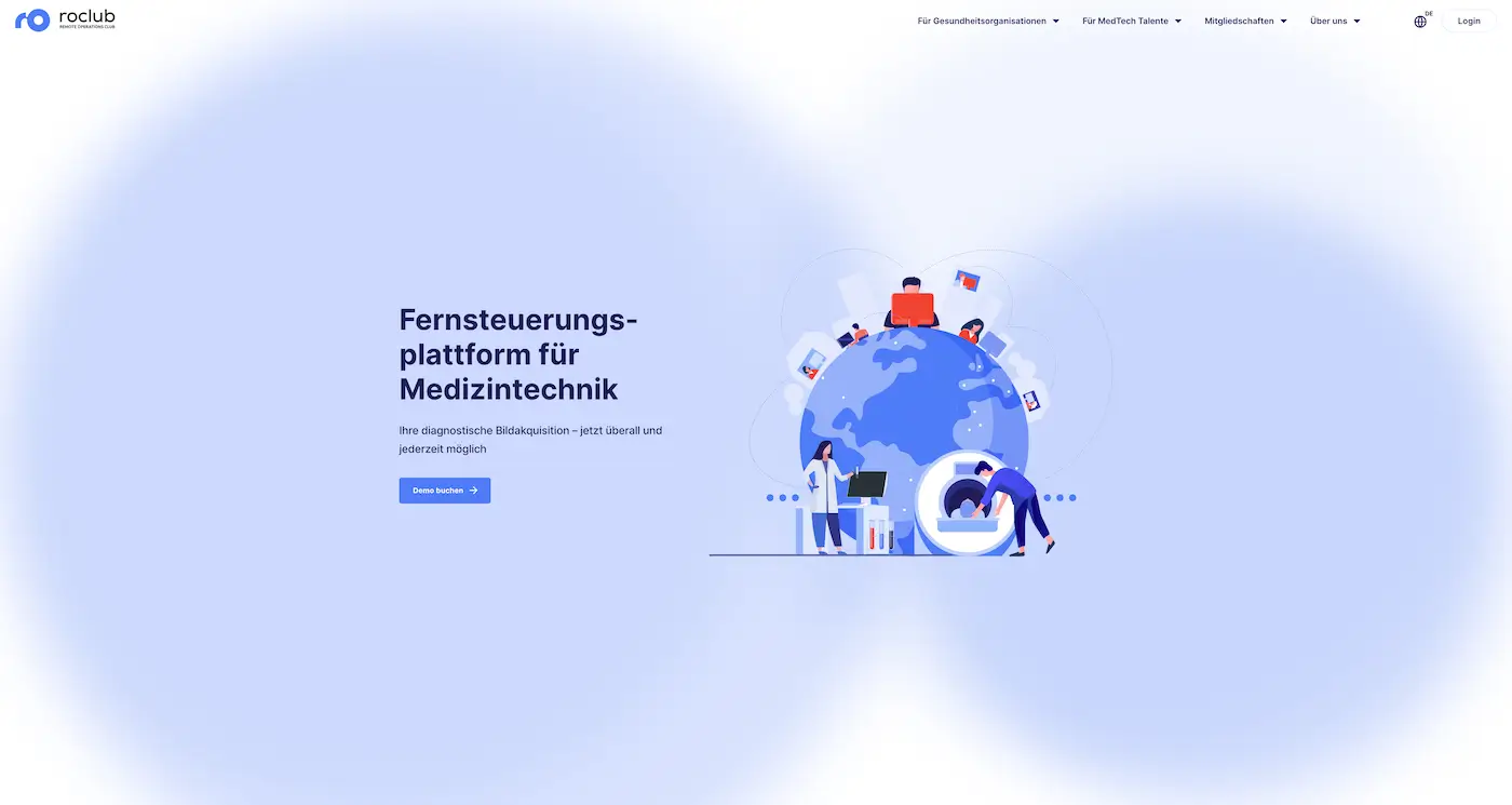 Screenshot der Webseite des Startups RO Club
