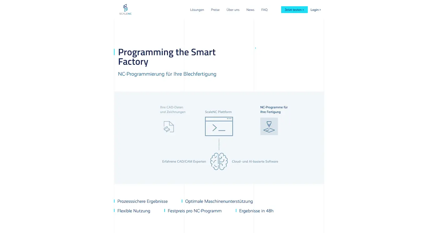 Screenshot der Webseite des Startups ScaleNC
