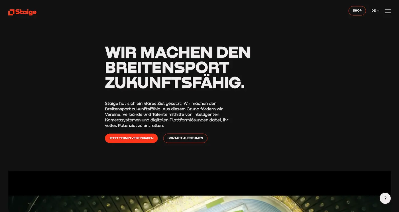 Screenshot der Webseite des Startups Staige