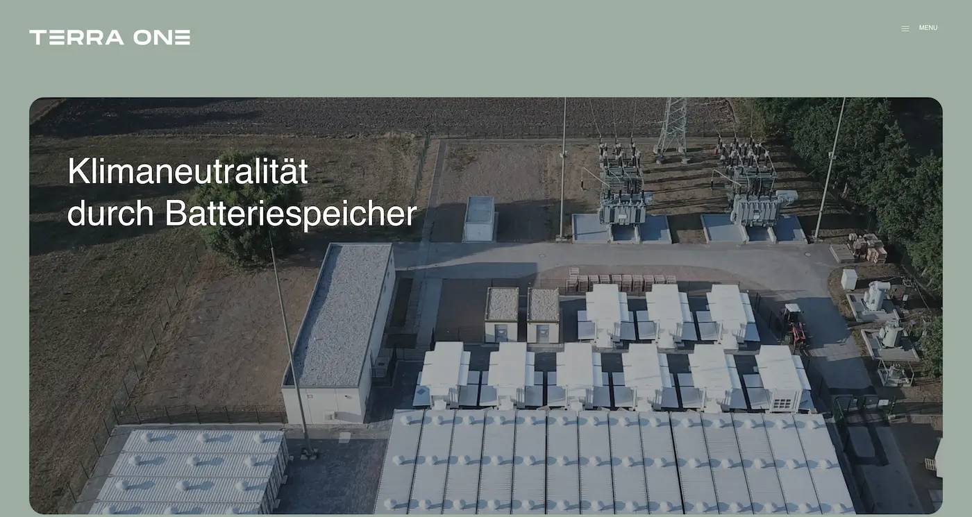 Screenshot der Webseite des Startups TerraOne