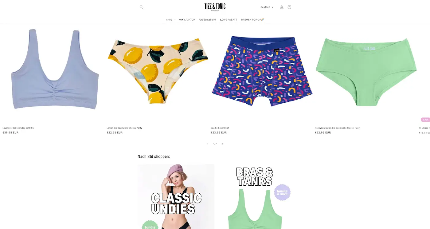 Screenshot der Webseite des Startups Tizz & Tonic