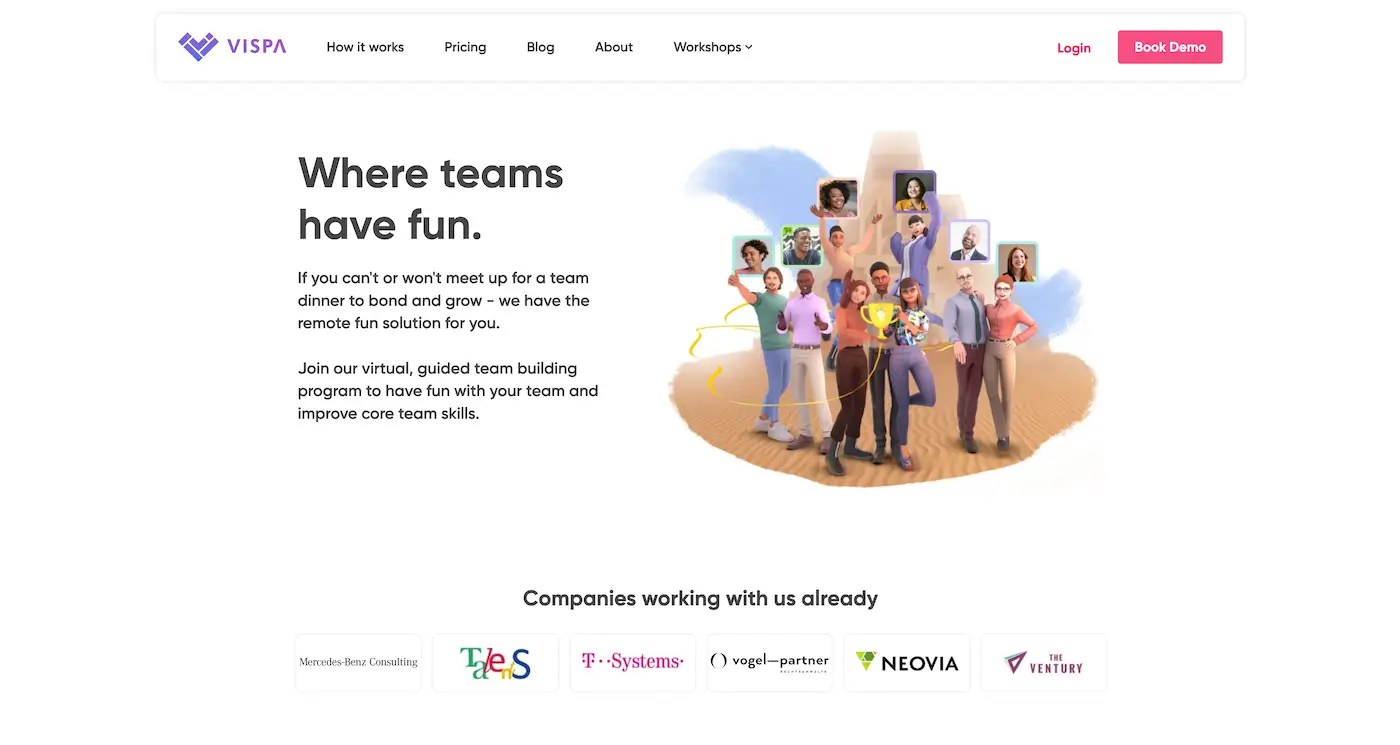 Screenshot der Webseite des Startups Vispa